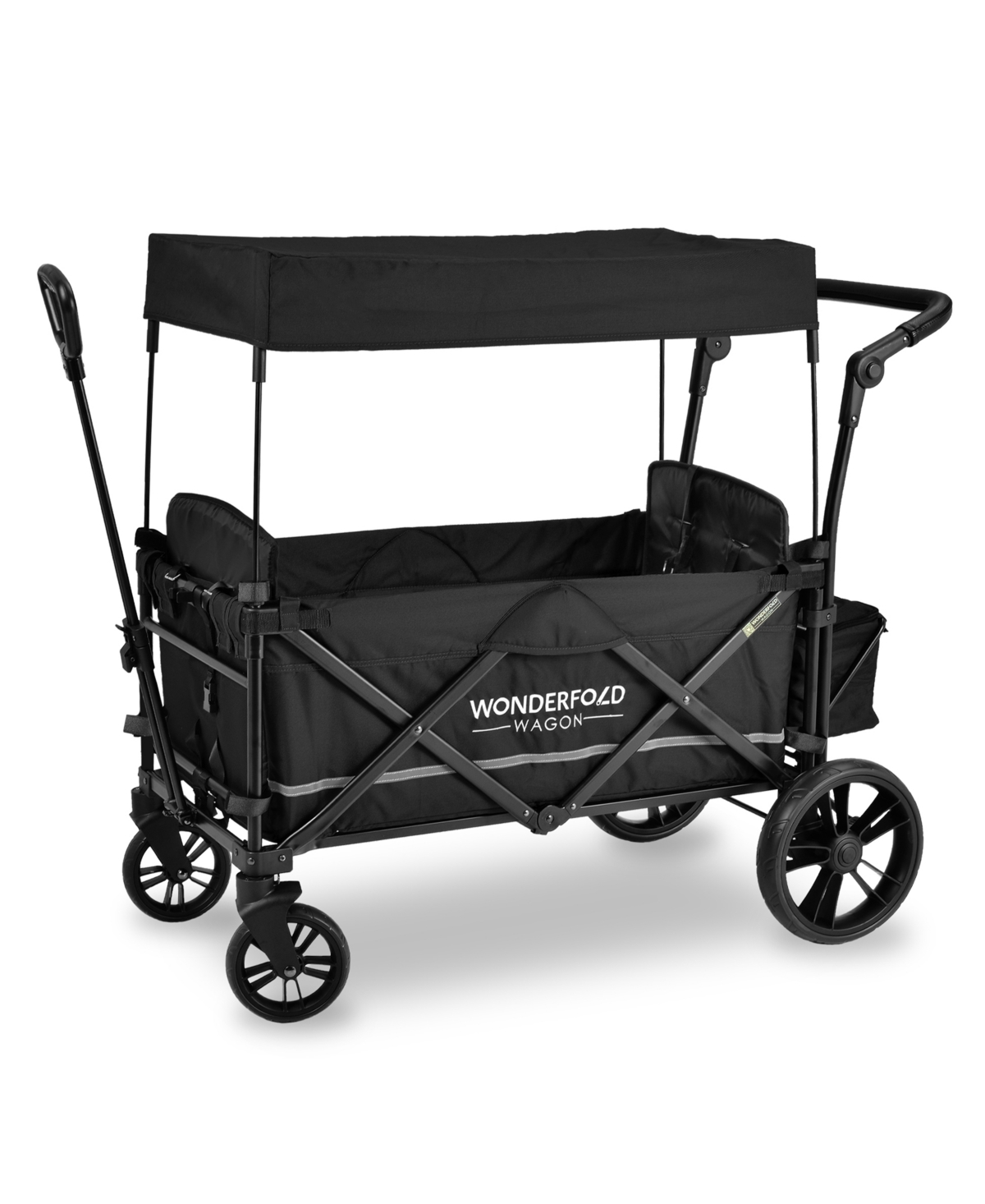 Wonderfold Wagon X2 Push And Pull Double Stroller Wagon In Pitch Black
