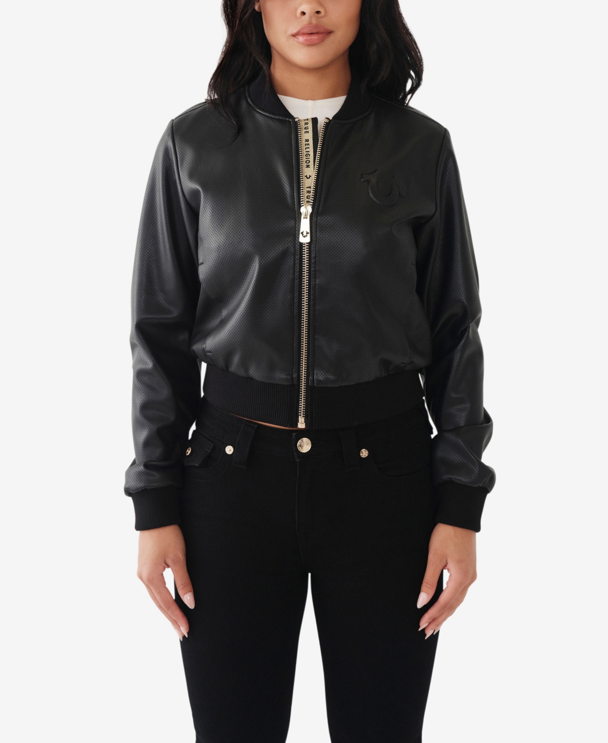TRUE RELIGION WOMEN'S SHRUNKEN BOMBER JACKET 