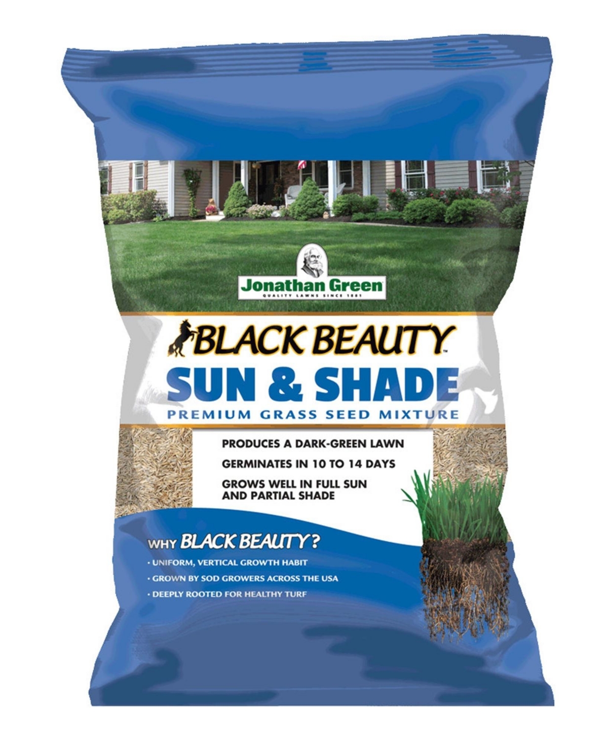 Black Beauty Sun & Shade Grass Seed Mixture, 25lb bag - Brown