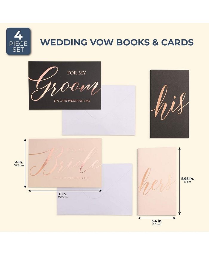 Paper Junkie Wedding Vow Books and Cards with Envelopes (4 Piece Set