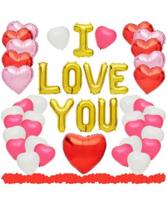 Sparkle and Bash 48 Piece I Love You Heart Balloon Set with 1000 Silk ...