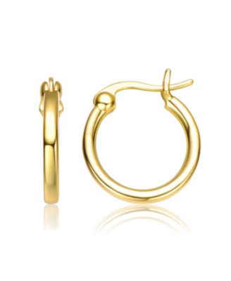 Radiant Sterling Silver & 14K Gold Plated Cubic Zirconia Hoop Earrings
