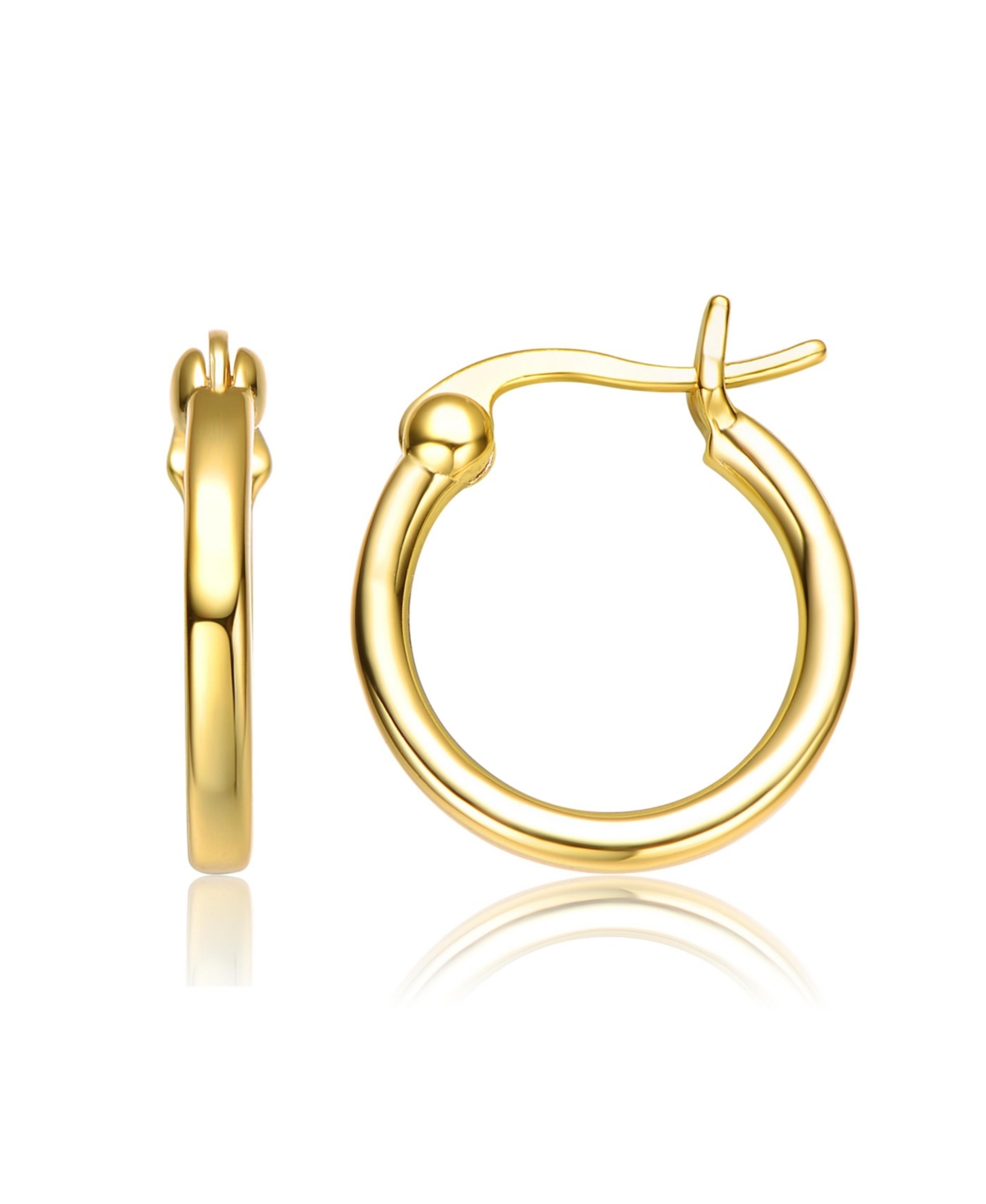 Genevive Radiant Sterling Silver & 14KPlated Cubic Zirconia Hoop Earrings - Gold