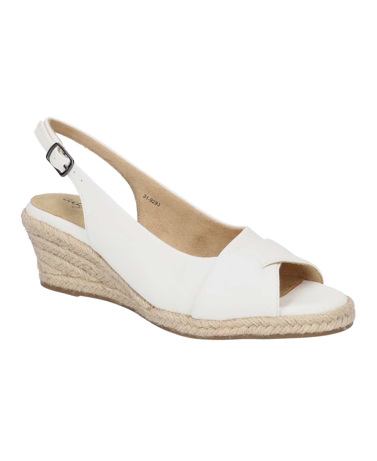 Easy Street Women's Devlin Espadrille Wedge Sandals In White - Manmade - Faux Leather