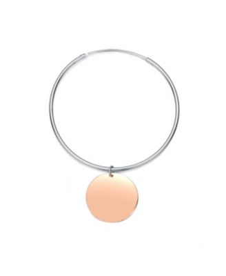 Stylish Sterling Silver with Round Rose Gold Plated Dangle Hoop Earrings