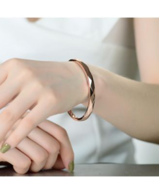 Classy Sterling Silver with Rose Gold Plating Bangle Bracelet