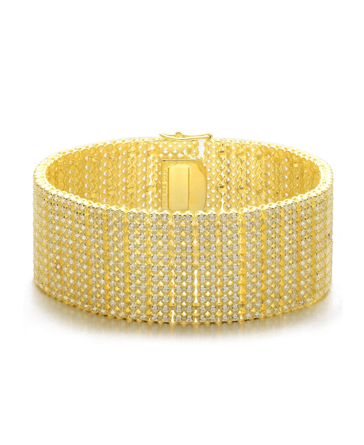 Sterling Silver 14K Gold-Plated Cubic Zirconia Cuff Bracelet - Gold