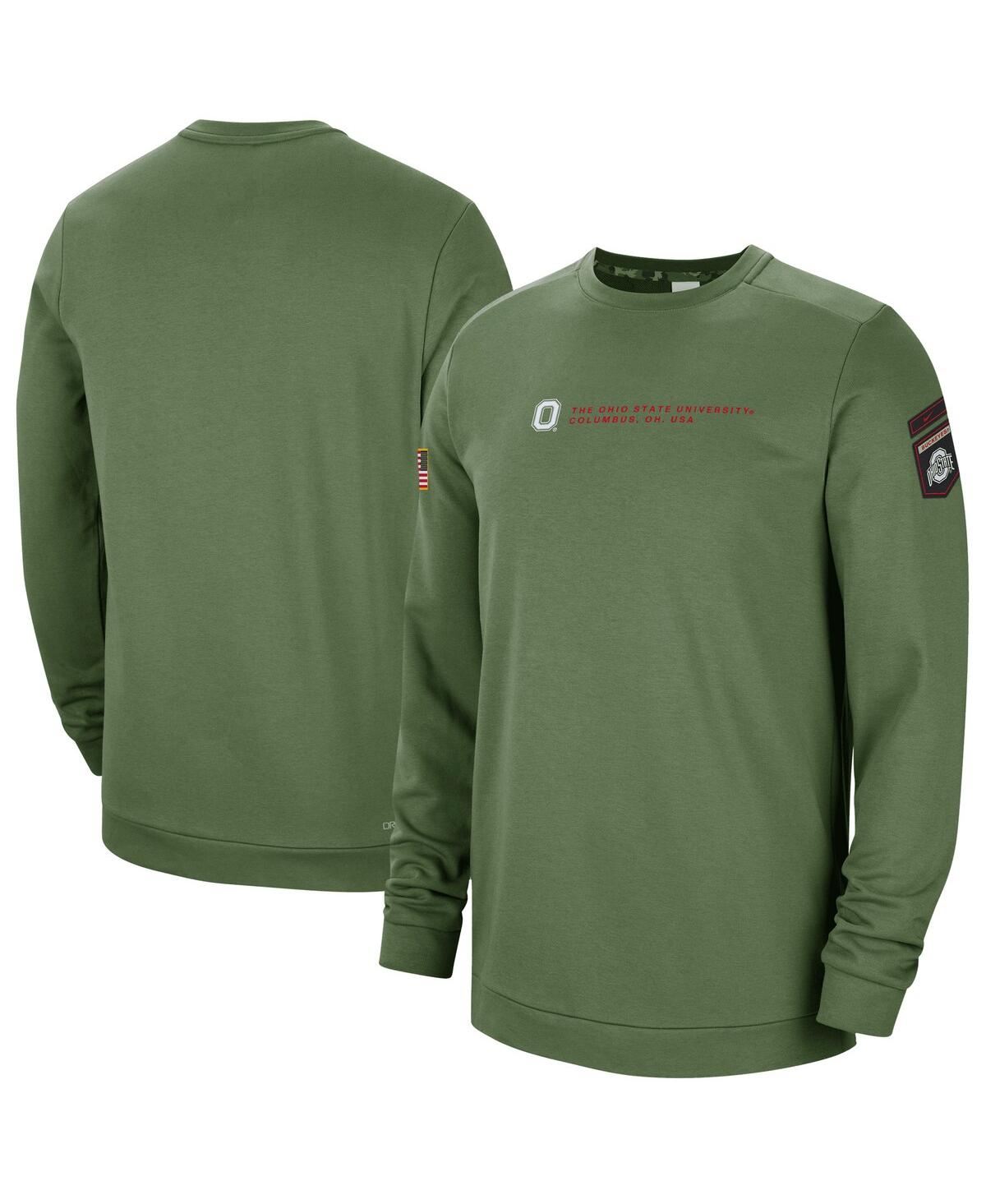 Shop Nike Men's  Olive Ohio State Buckeyes Military-inspired Pullover Sweatshirt