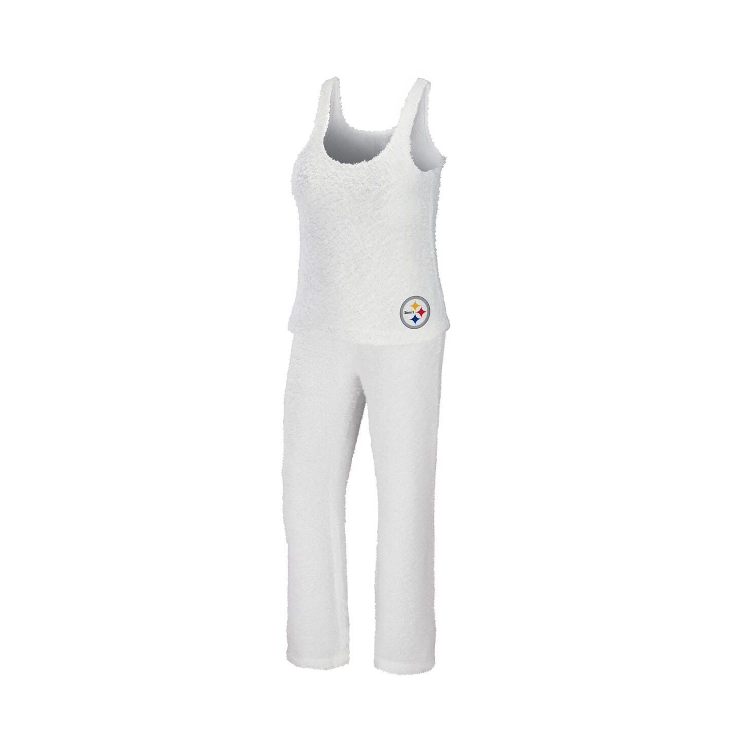 Женские комплекты WEAR by Erin Andrews Cream Pittsburgh Steelers Cozy Scoop Neck Tank Top Pants Sleep Set — фото 1