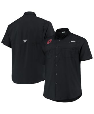 Men's Black Ohio State Buckeyes Big and Tall Tamiami Omni-Shade Button-Down Shirt