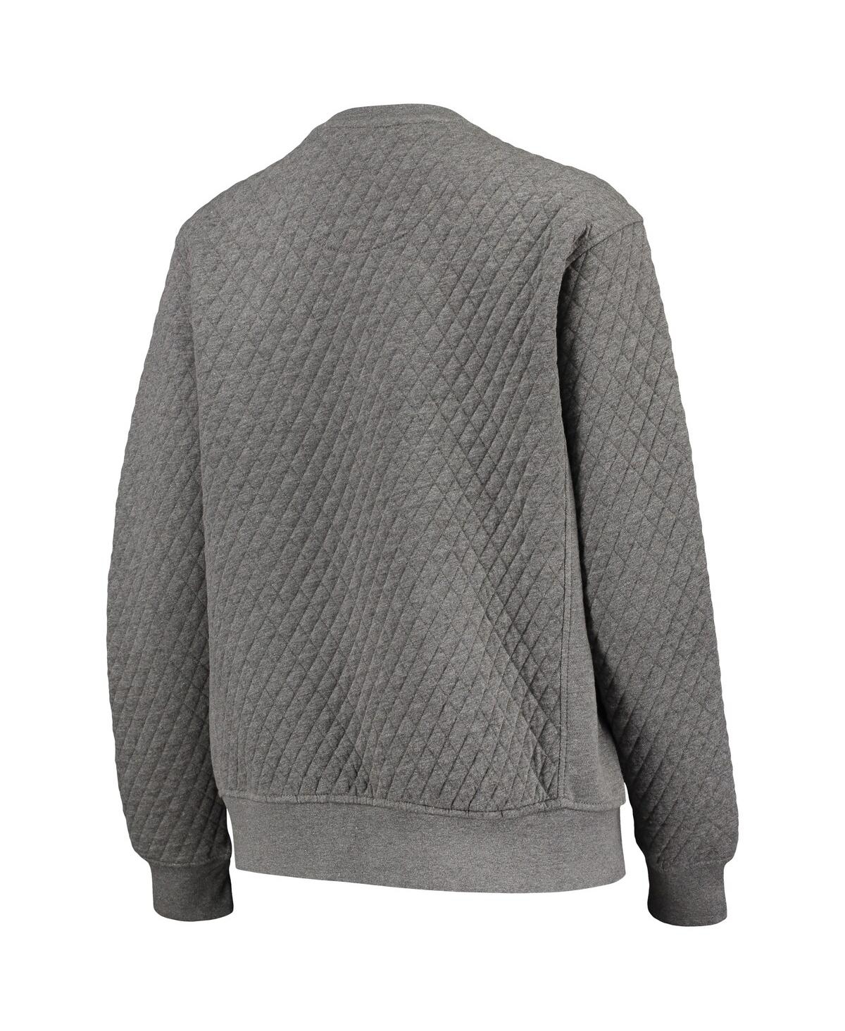 PRESSBOX WOMEN'S PRESSBOX HEATHER CHARCOAL MICHIGAN WOLVERINES MOOSE QUILTED PULLOVER SWEATSHIRT 