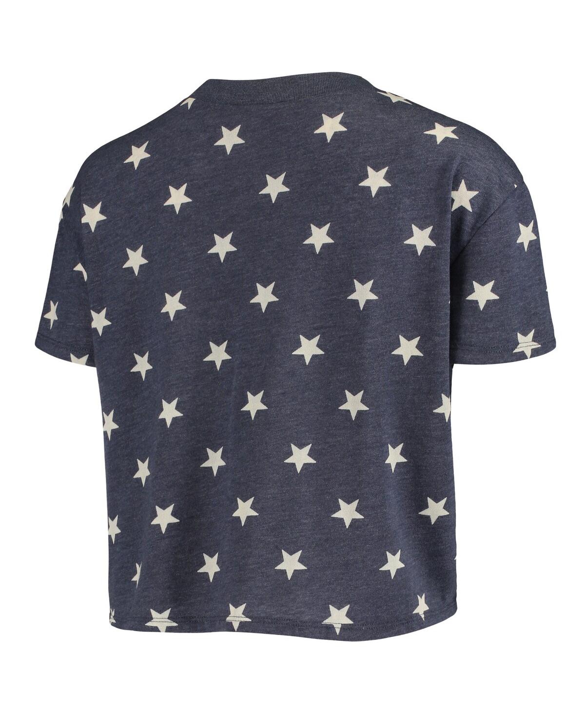 Shop Alternative Apparel Women's  Navy Michigan Wolverines Headliner Stars Cropped Tri-blend T-shirt