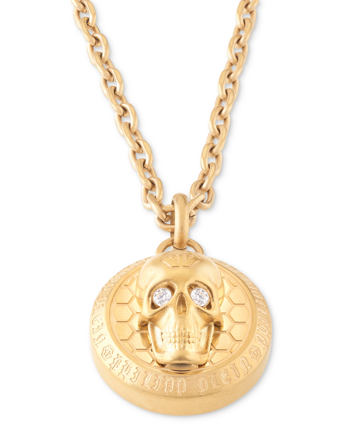 Shop Philipp Plein Gold-tone Ip Stainless Steel 3d $kull Cable Chain 29-1/2" Pendant Necklace In Ip Yellow Gold