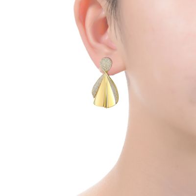 Exquisite 14K Gold-Plated Cubic Zirconia Extra Large Dangle Earrings