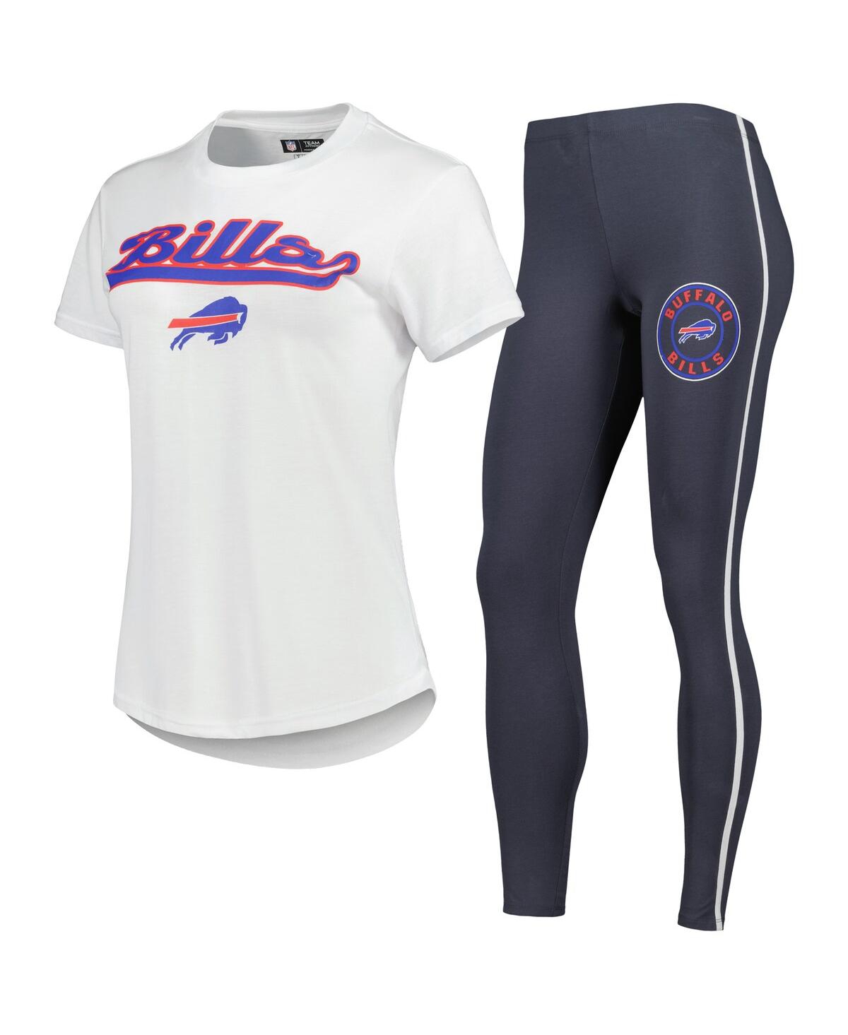 Shop Concepts Sport Women's  White, Charcoal Buffalo Bills Sonata T-shirt And Leggings Sleep Set In White,charcoal