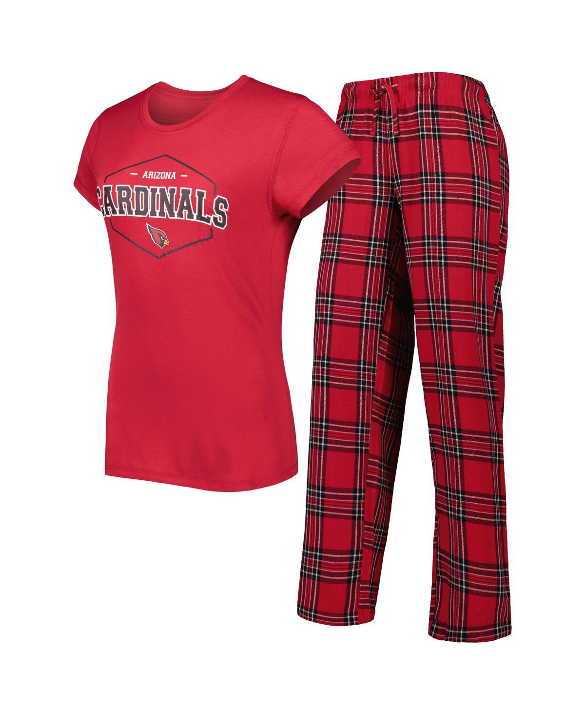 Women's Concepts Sport Cardinal, Black Arizona Cardinals Badge T-shirt and Pants Sleep Set - Cardinal, Black