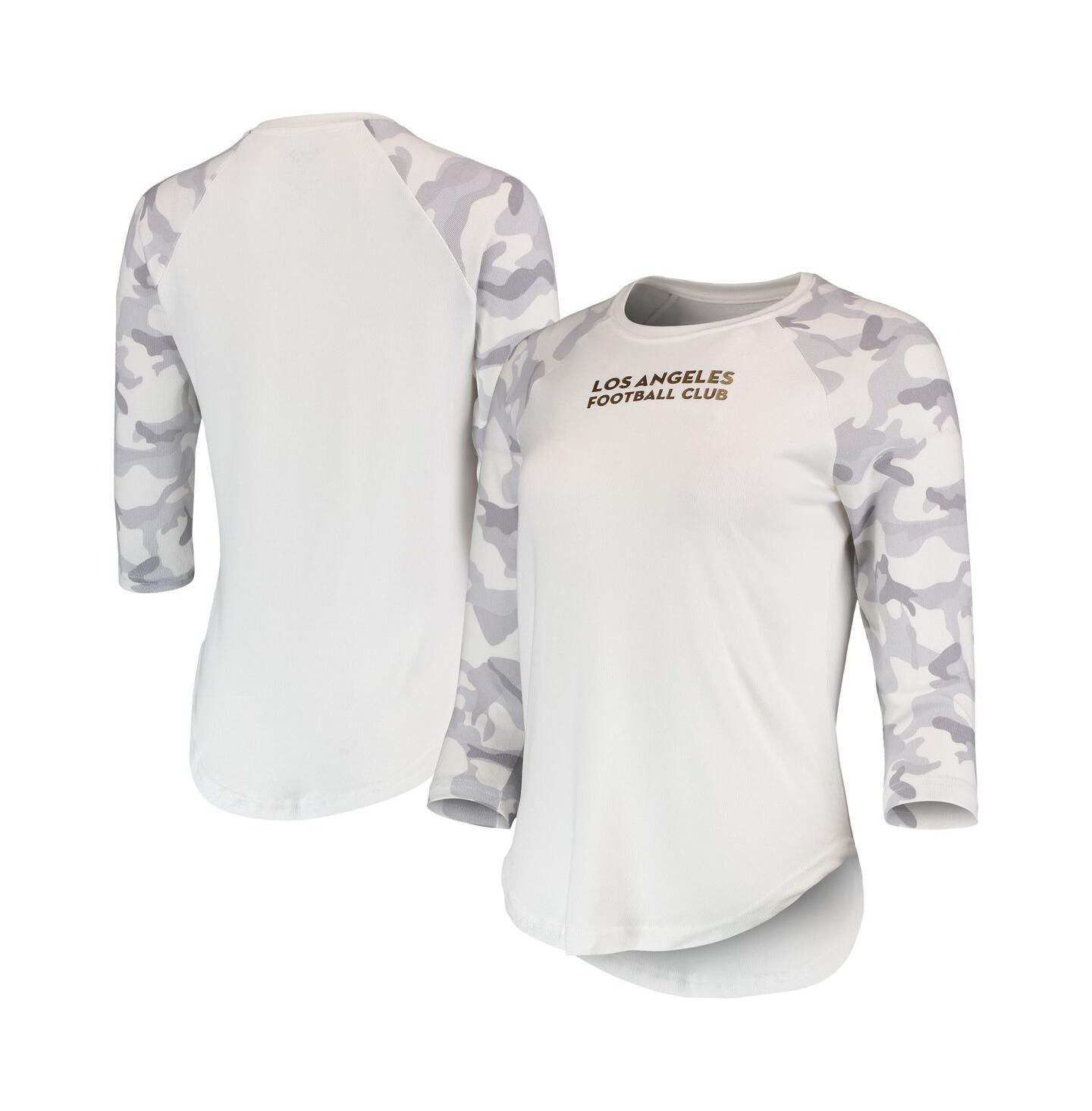 Женский топ Concepts Sport White, Gray Lafc Composite 3/4-Sleeve Raglan — фото 1