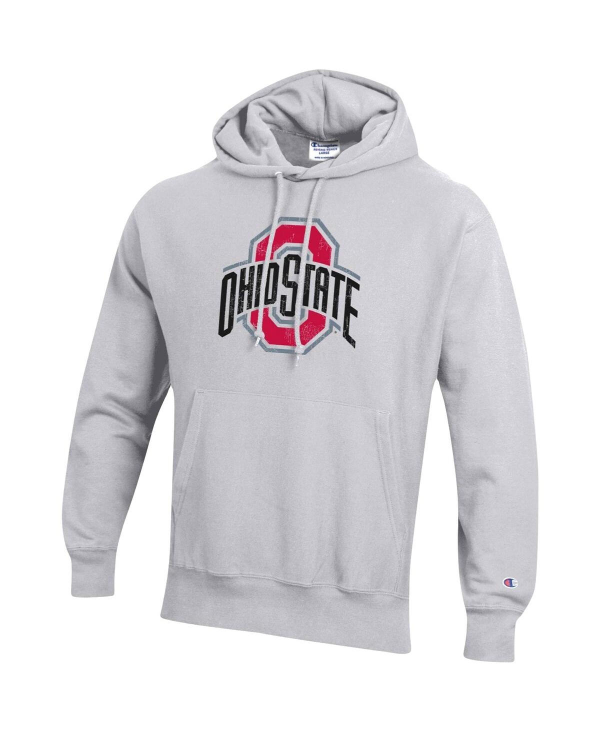 Champion Heathered Gray Ohio State Buckeyes Vault Logo Reverse Weave Pullover Hoodie In Heathered Gray