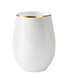 12 oz. White with Gold Elegant Stemless Plastic Wine Glasses (64 Glasses)