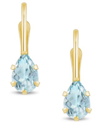 Aquamarine (3/4 Ct. T.W.) Leverback Earrings in 10K Yellow Gold or White Gold