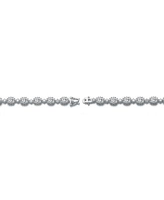 Sterling Silver Rhodium Plated Clear Cubic Zirconia Link Bracelet