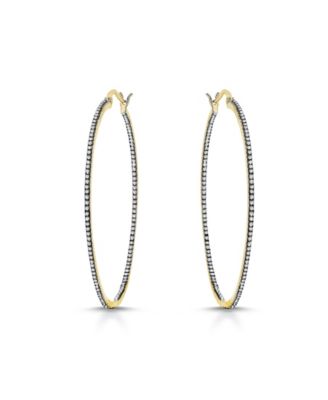 Dazzling Colored Cubic Zirconia Slim Large Hoop Earrings