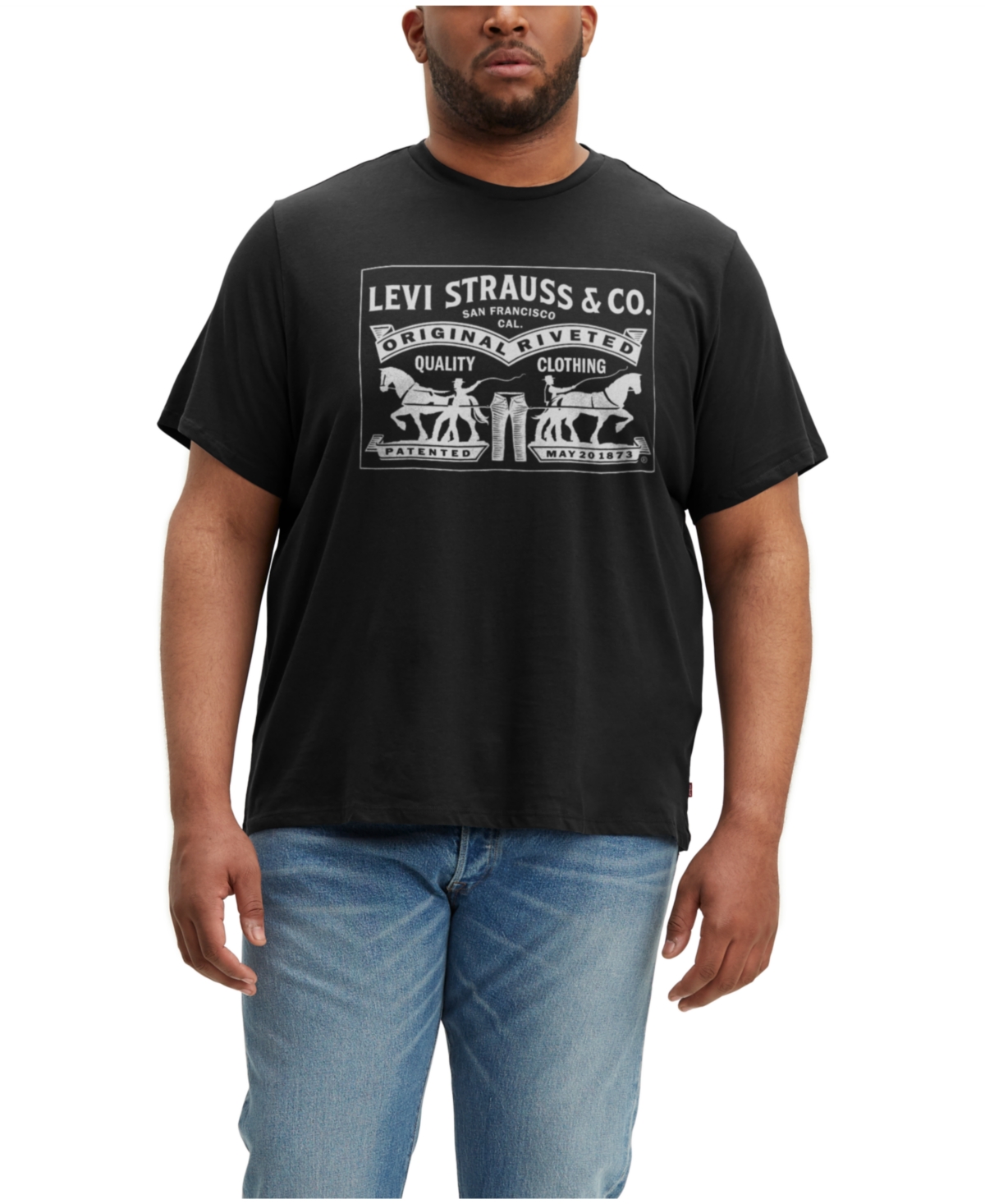 Shop Levi's Big And Tall 2-horse Graphic Regular Fit Crewneck T-shirt In Black