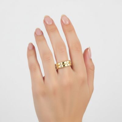 14k Gold Plated Sterling Silver with Cubic Zirconia Double Weave Band Ring
