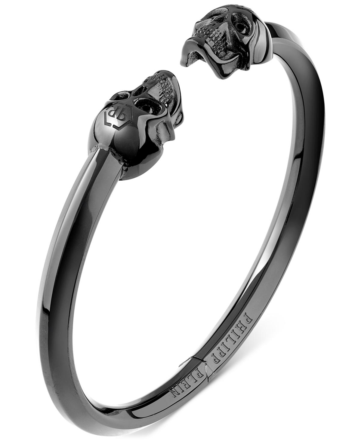 Shop Philipp Plein Black-tone Ip Stainless Steel 3d $kull Cuff Bracelet In Ip Black