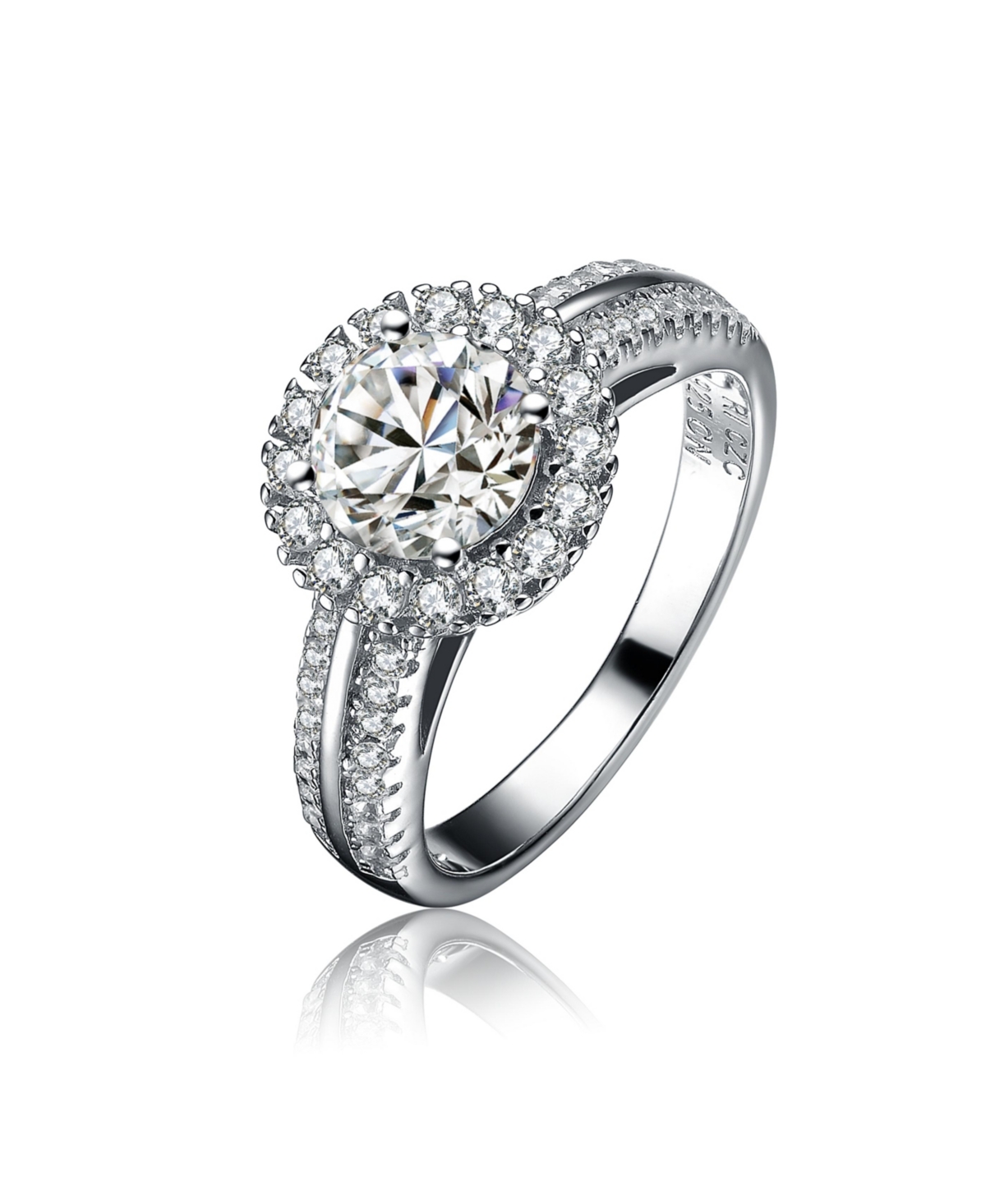 Sterling Silver Cubic Zirconia Circle Solitaire Ring - Clear