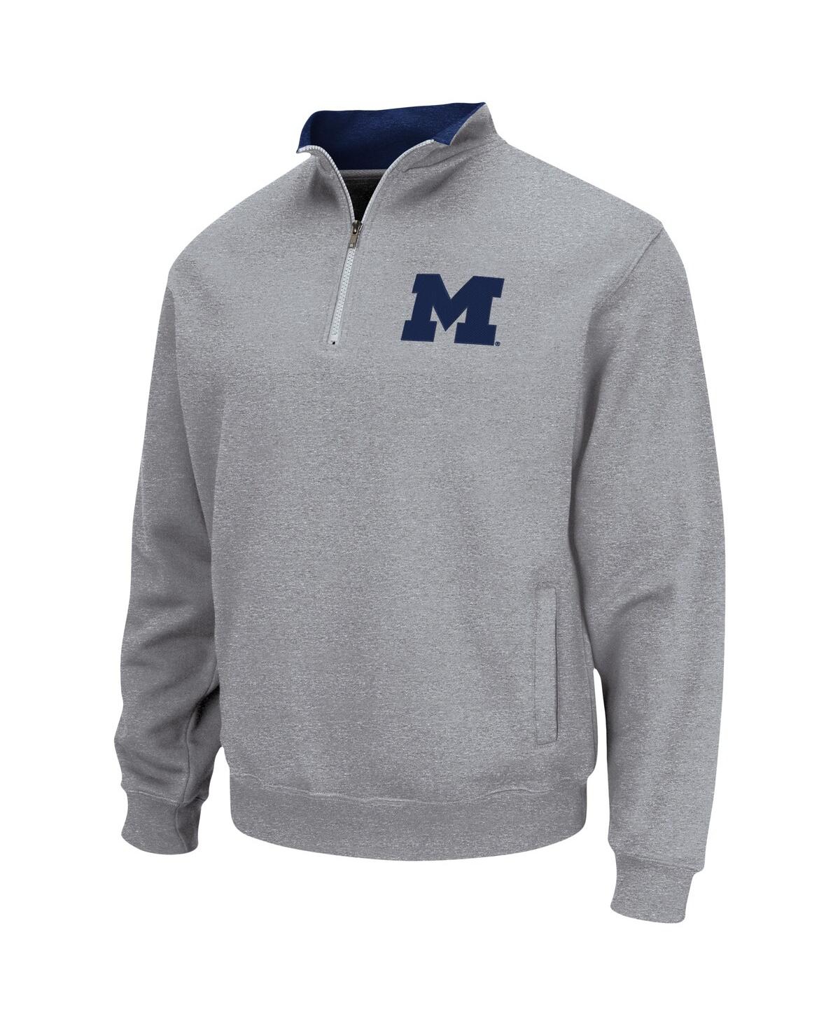 Colosseum Heathered Gray Michigan Wolverines Tortugas Team Logo Quarter-zip Jacket In Heathered Gray