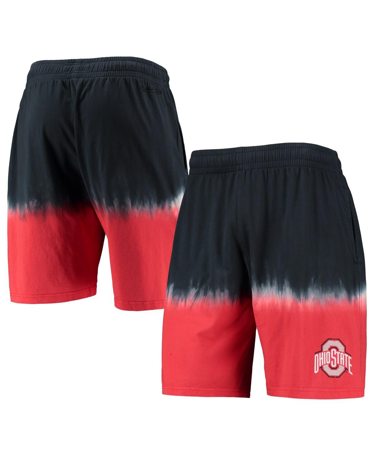 Mitchell & Ness Men's  Black, Scarlet Ohio State Buckeyes Tie-dye Shorts In Black,scarlet