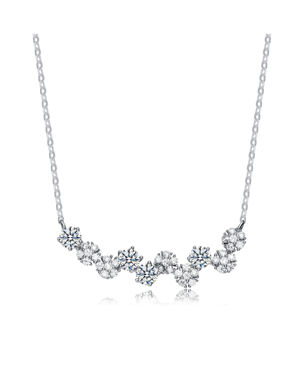 Sterling Silver Cubic Zirconia Garland Necklace - Clear