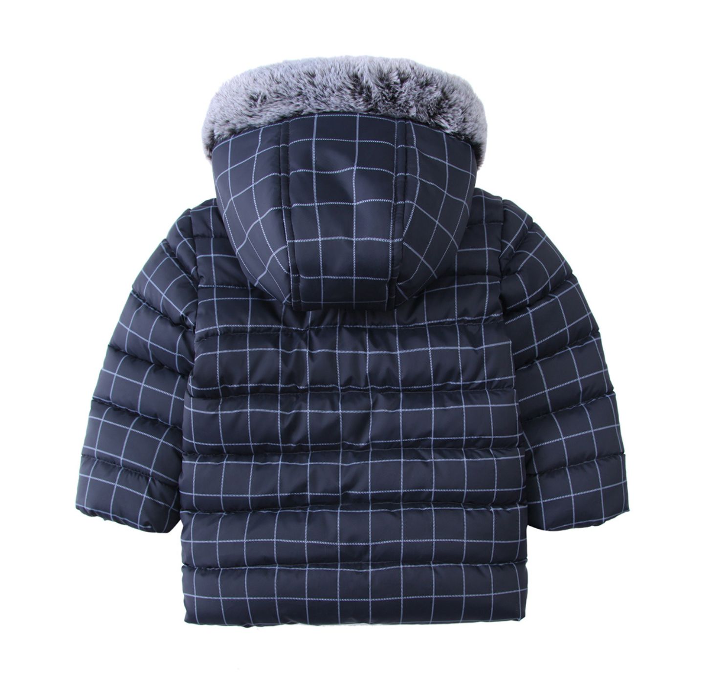 Куртка Rokka&Rolla Fleece Hooded Puffer Jacket для мальчиков-малышей, цвет: Серый / Белый клетчатый — фото 7