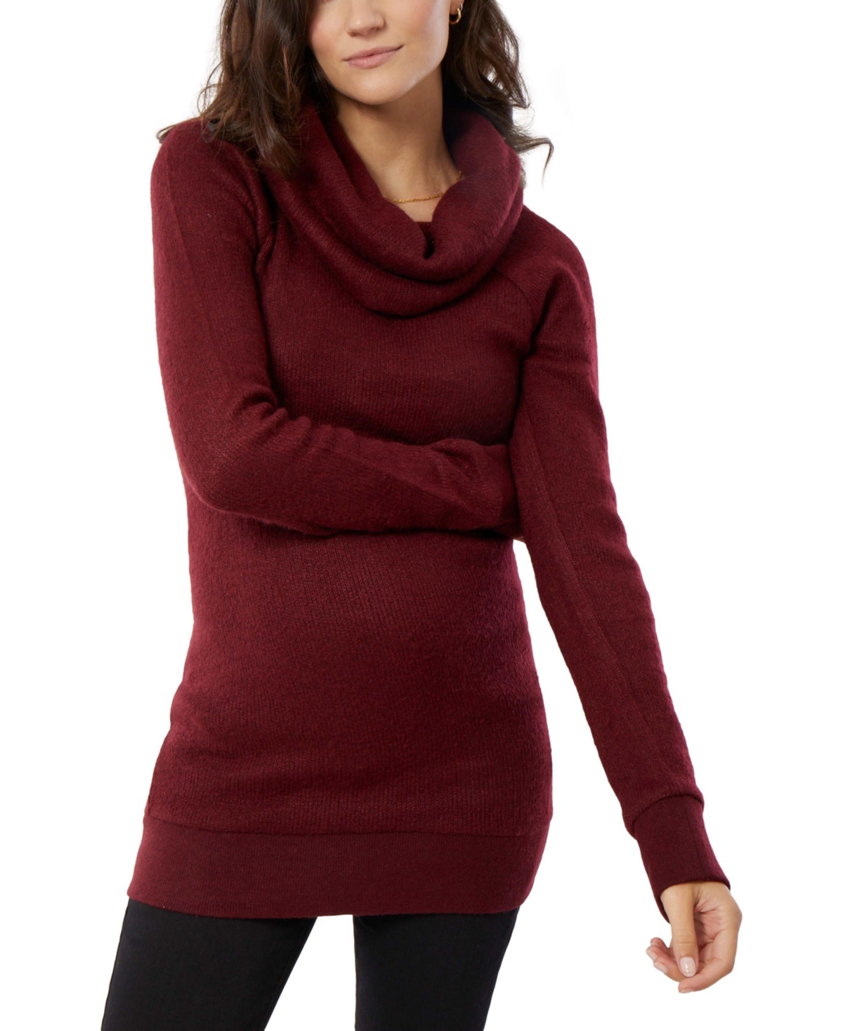 Ingrid & Isabel Maternity Cowl Neck Sweater In Tawny Port
