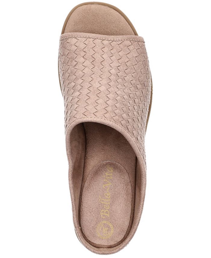 BELLA VITA Womens White Quilted Padded Georgette Round Toe Block Heel Slip On Leather Heeled W
