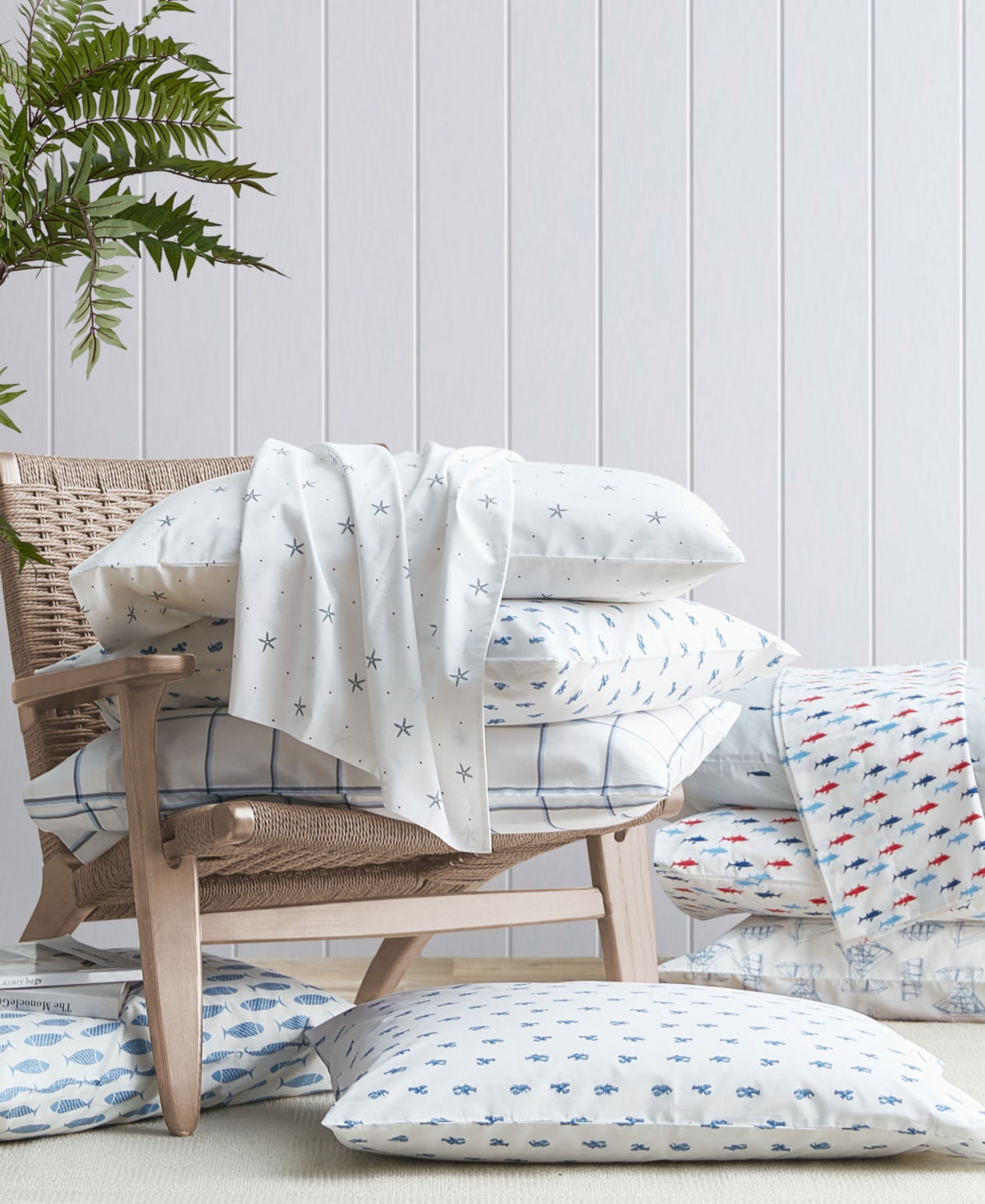 Nautica Whale Stripe Cotton Percale 4-Piece Sheet Set