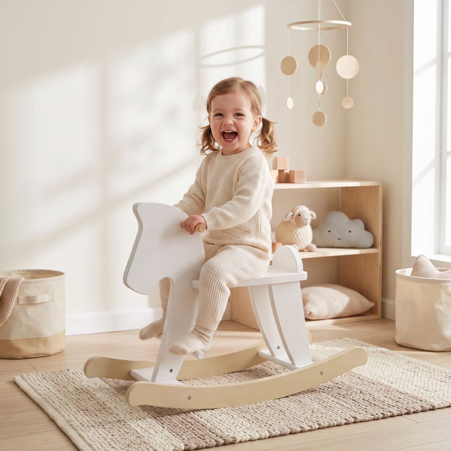 Детская игрушка Qaba Wooden Rocking Horse, 66 lb. Weight Capacity, Ages 1-3 — фото 2