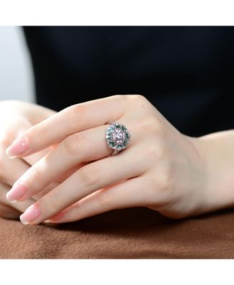 Sterling Silver Clear Baguette Cubic Zirconia Modern Coctail Ring