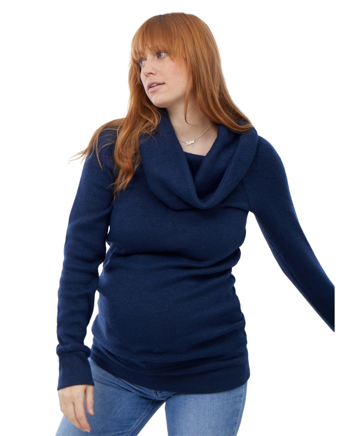 Ingrid & Isabel Maternity Cowl Neck Sweater In French Navy