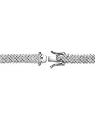 Sterling Silver with Rhodium Plated Clear Round Cubic Zirconia Cluster Arrow Head Style Tennis Bracelet