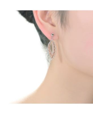Elegant Sterling Silver Two-Tone Dangling Earrings