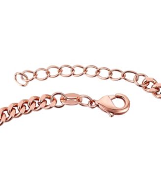 Sterling Silver 18K Rose Gold Plated with Red Heart &  Cubic Zirconia Bracelet