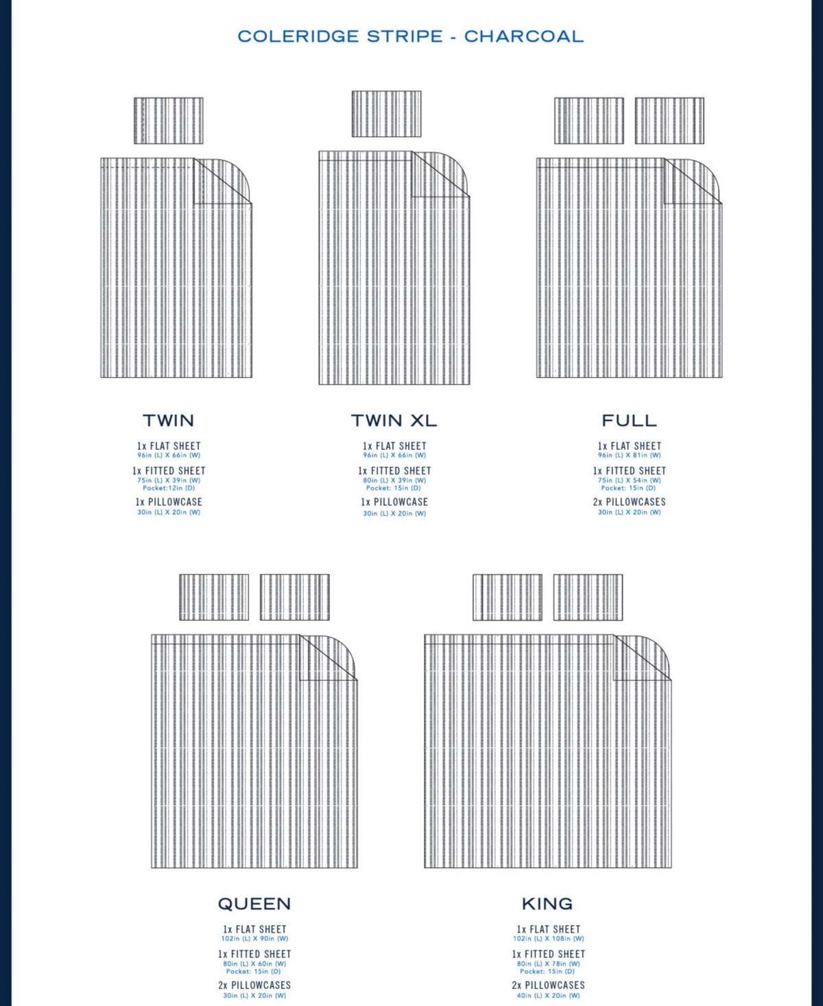 Nautica Coleridge Stripe Cotton Percale -Piece Sheet Set