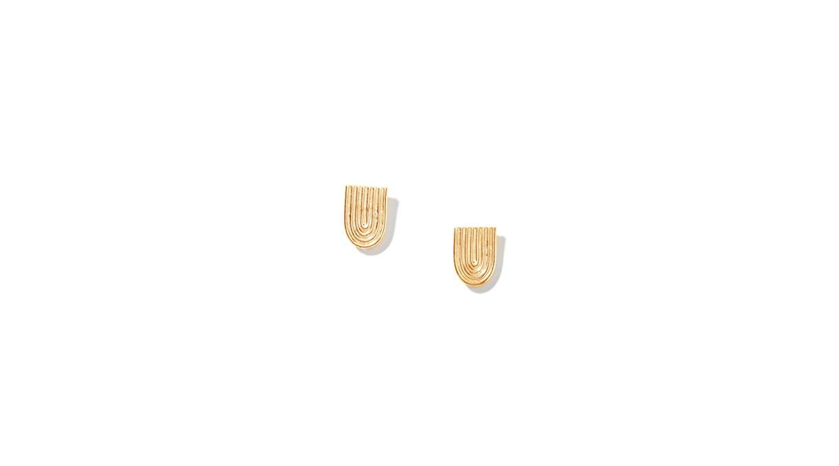Solid Ellipse Stud Earrings - Gold Plated