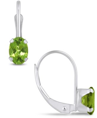 Gemstone Leverback Earrings in 10K White Gold