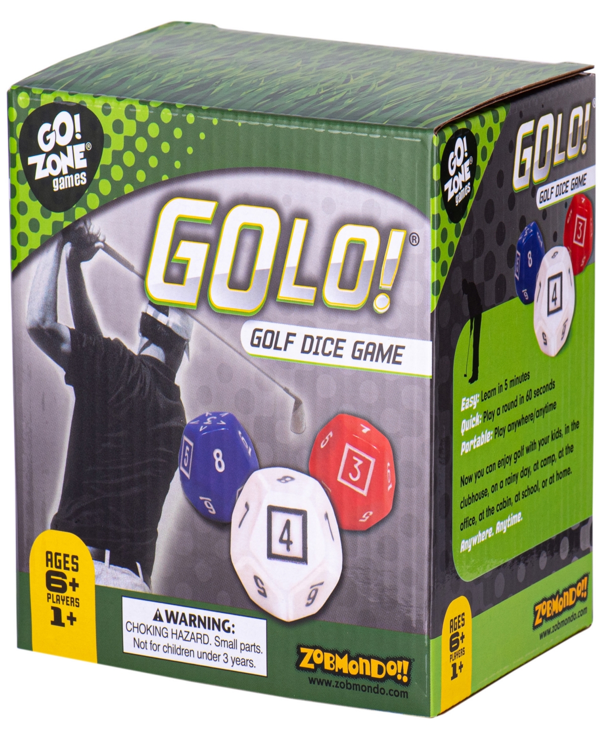 Zobmondo Kids' Golo Golf Dice Game Award Winning Fun Game For Home Or Travel In Multi