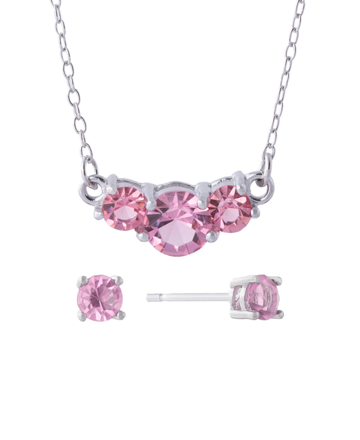 Gianni Bernini 2-Piece Crystal Frontal Stud Necklace Set (1.35 ct. t.w.) in Sterling Silver