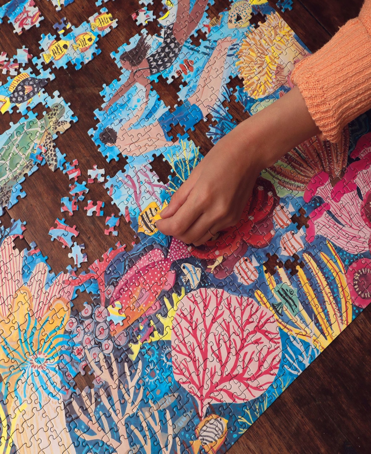 Eeboo Piece And Love Coral Reef 1000 Piece Square Adult Jigsaw Puzzle Set In Multi