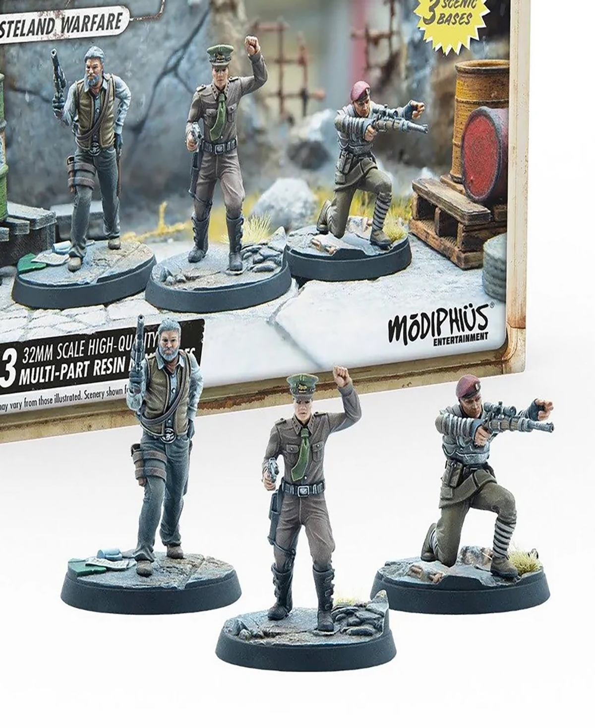 Shop Modiphius Fallout Wasteland Warfare Ncr Top Brass Role Playing Game 3 Figure Set In Multi